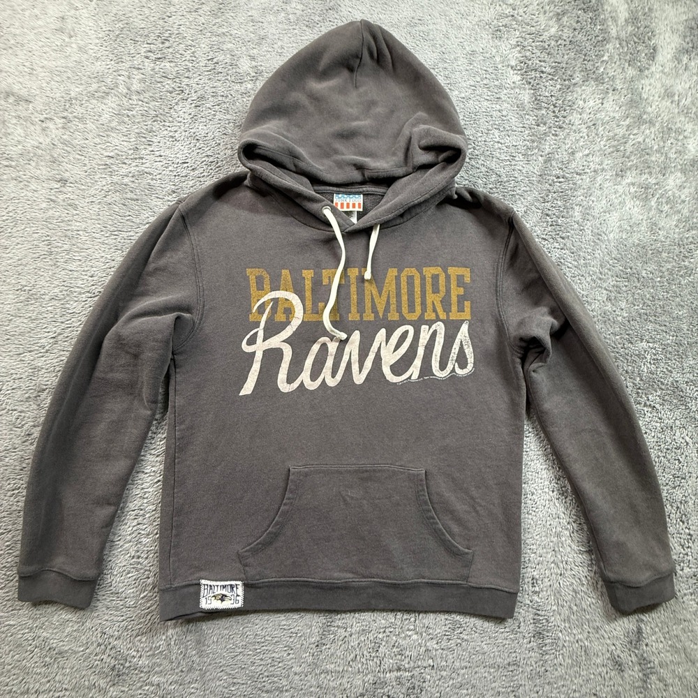 Junk Food Hoodie Womens Medium Gray Excellent Baltimore Ravens Vintage Style NFL